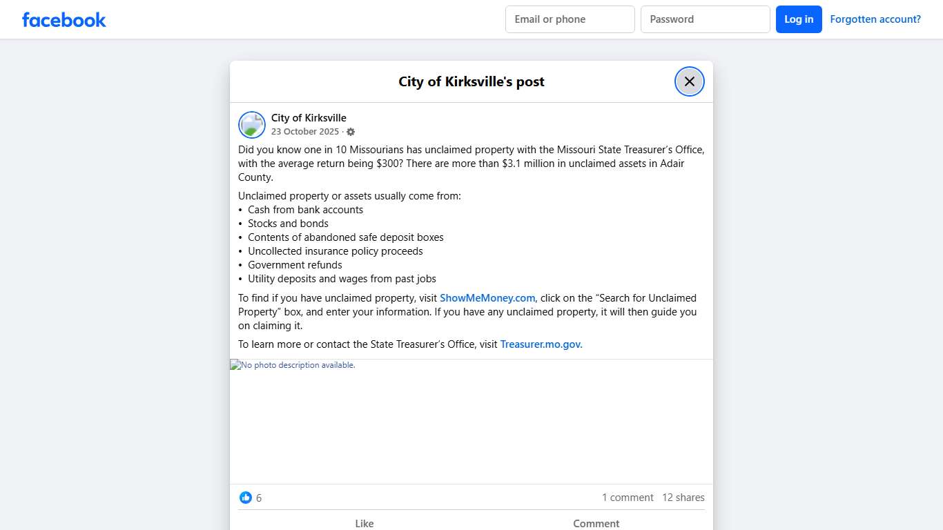 Did you know one in 10 Missourians... - City of Kirksville Facebook